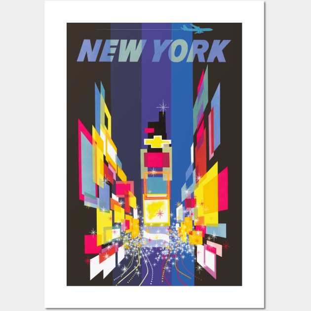 Vintage Travel Poster, Fly New York Wall Art by MasterpieceCafe